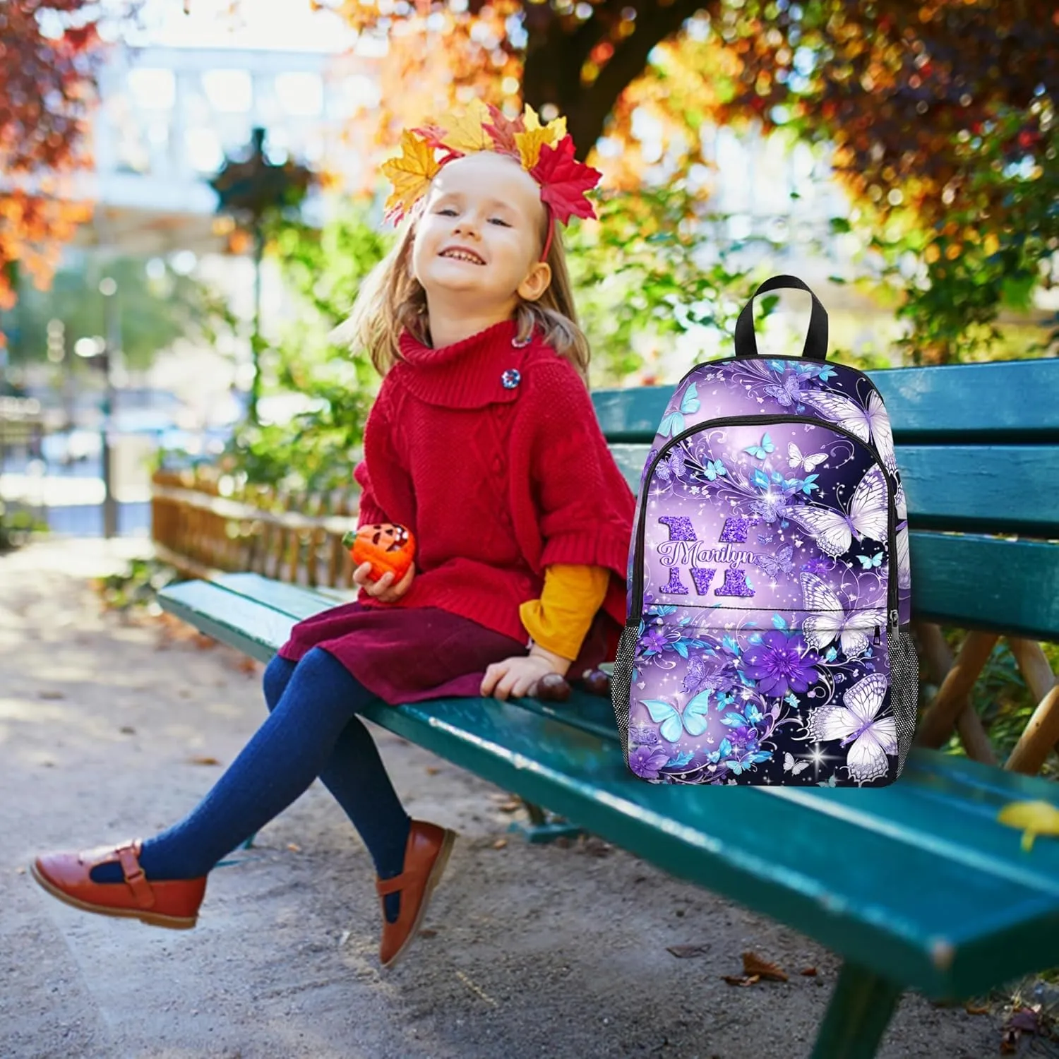 Artsadd Custom Kids Backpack with Lunch Box Set, Personalized Name School Bags Bookbag Lunch Bag for Boys Girls(Design 27)