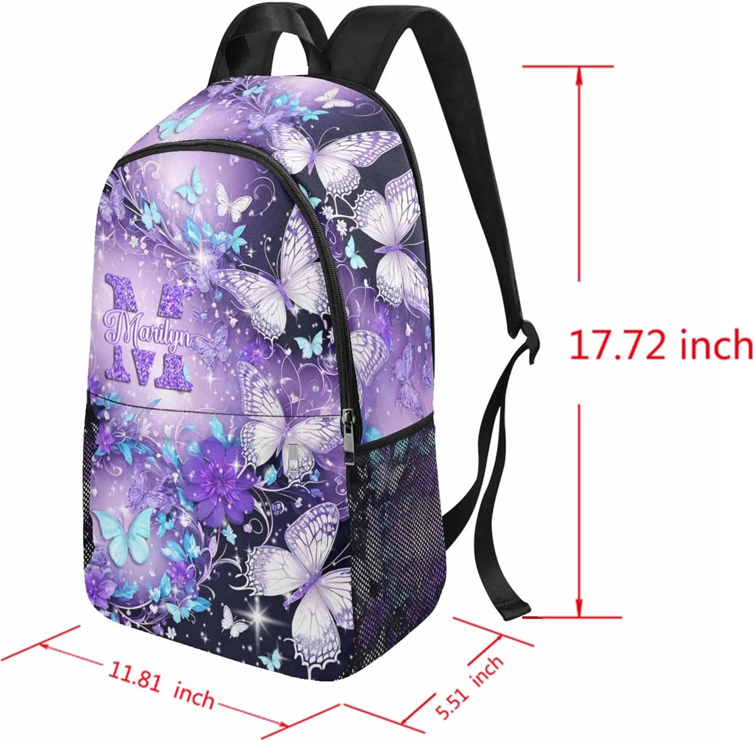 Artsadd Custom Kids Backpack with Lunch Box Set, Personalized Name School Bags Bookbag Lunch Bag for Boys Girls(Design 27)