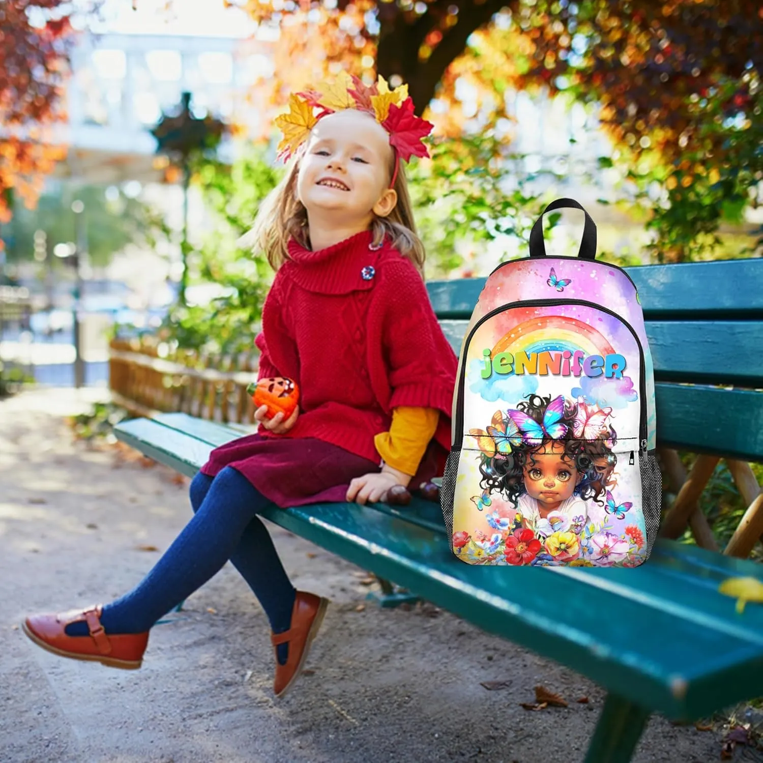 Artsadd Custom Kids Backpack with Lunch Box Set, Personalized Name School Bags Bookbag Lunch Bag for Boys Girls(Design 35)