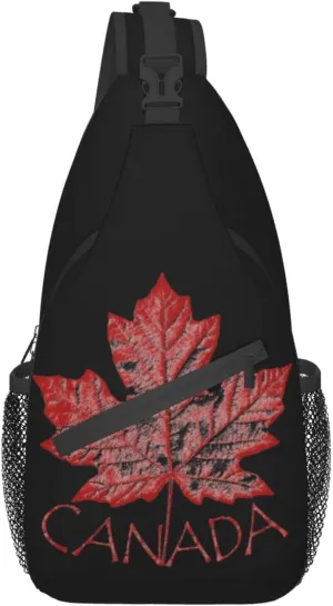 ASYG Canada Sling Bag Canada Flag Crossbody Chest Daypack Casual Backpack Maple Leaf Shoulder Bag For Travel Picnic