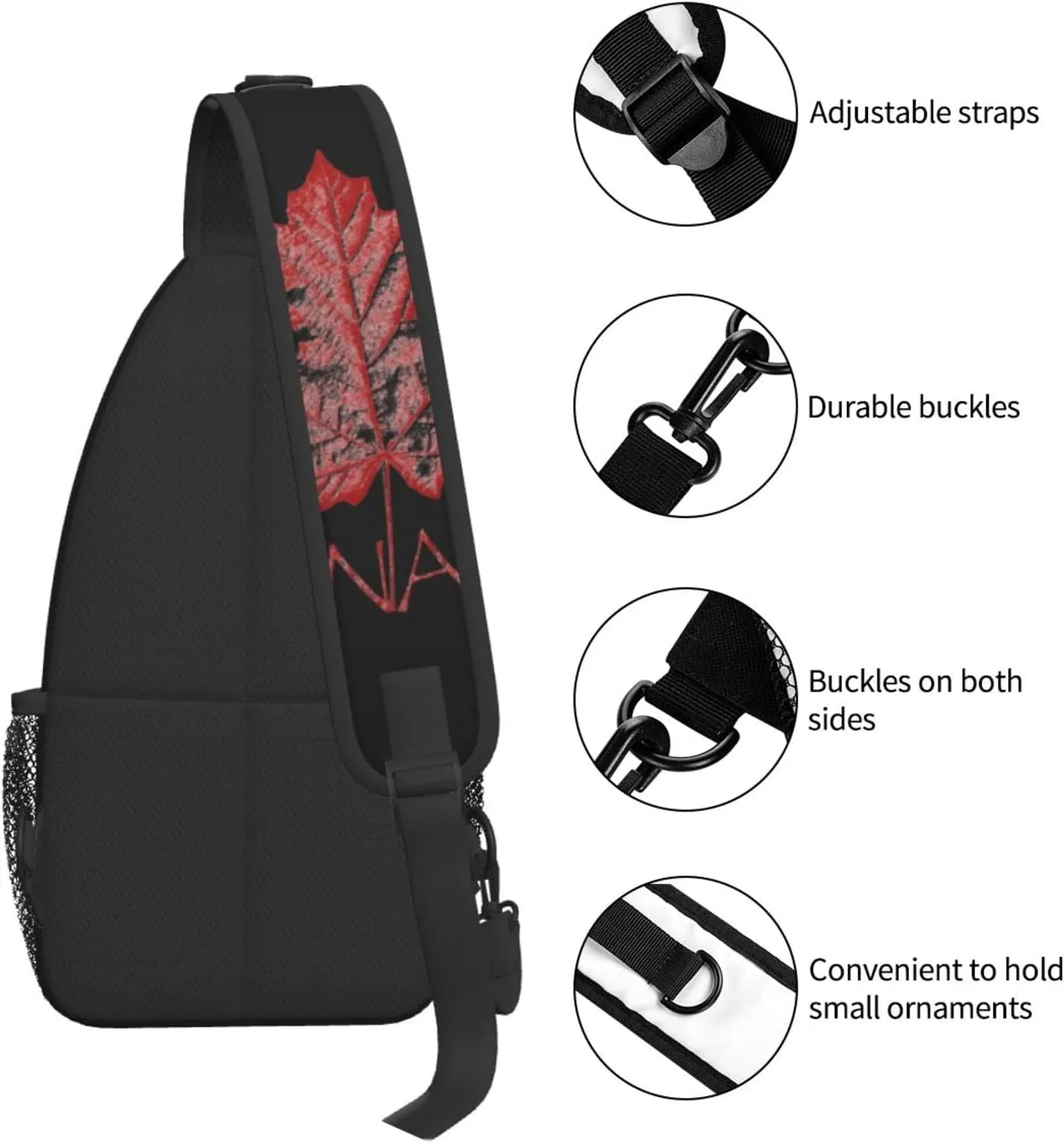 ASYG Canada Sling Bag Canada Flag Crossbody Chest Daypack Casual Backpack Maple Leaf Shoulder Bag For Travel Picnic