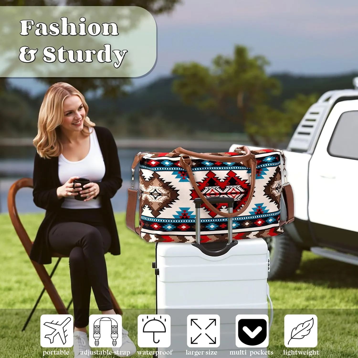 Atzec Print Duffle Bag Extra Large, Stylish Weekender Bags for Travel, Atzec Pattern Overnight Bag With Shoulder Strap Extra Large, Lightweight Western Gifts Foldable for Women