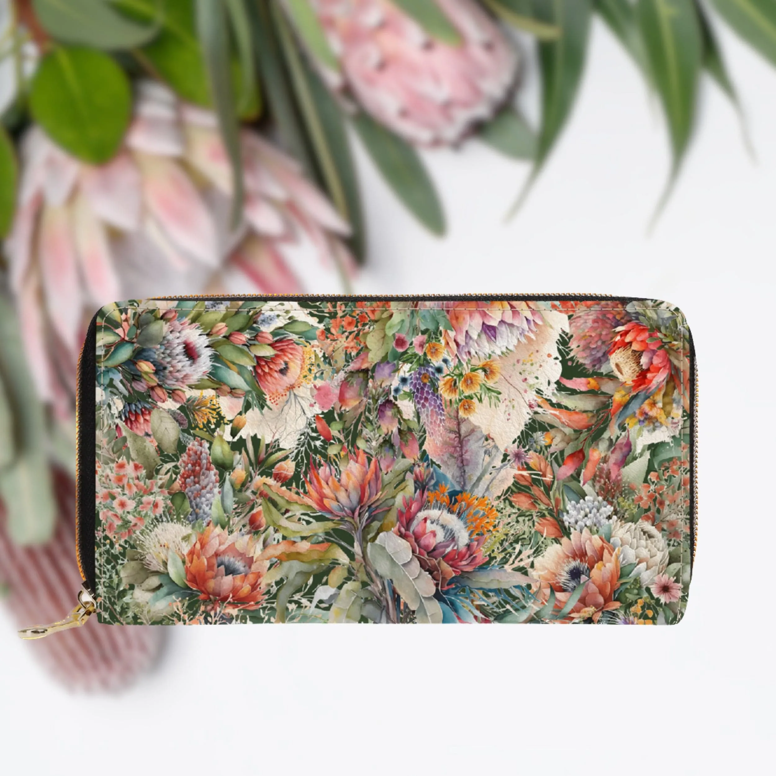 Australian Native Flowers Zip-Around Wallet