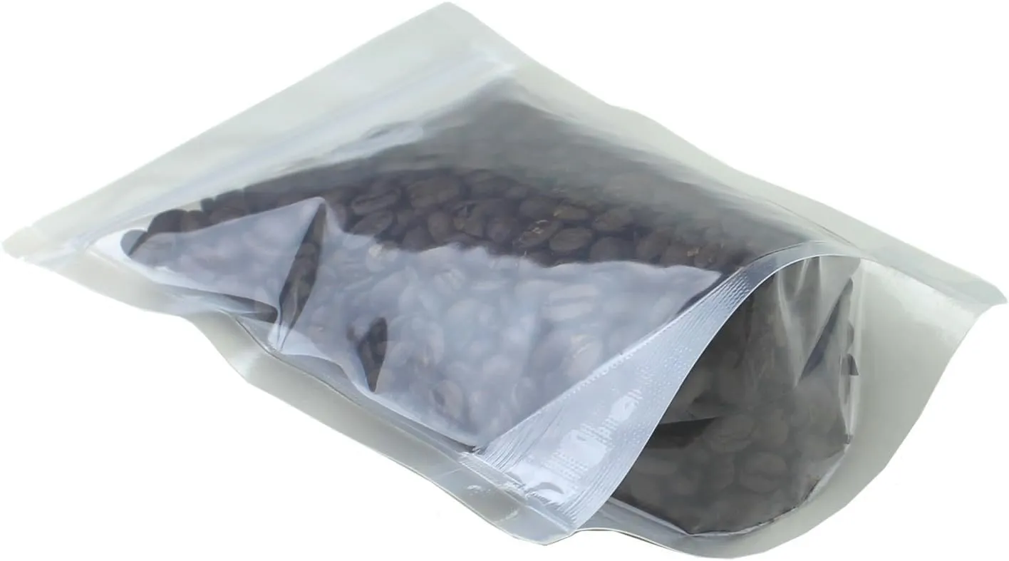 AwePackage 8 oz Clear Stand up Zipper Pouch Coffee Bag with Valve (20, 8 oz)