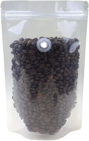 AwePackage 8 oz Clear Stand up Zipper Pouch Coffee Bag with Valve (20, 8 oz)