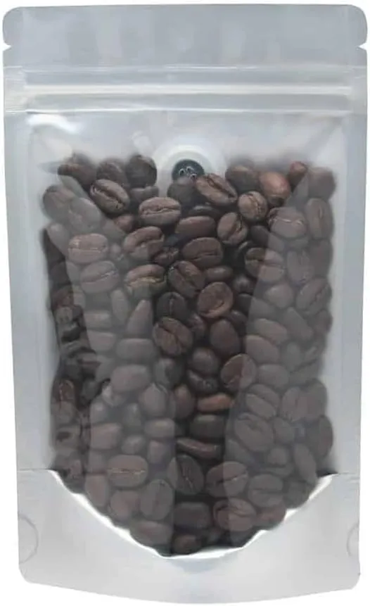 AwePackage Silver Stand Up Zipper Pouch Coffee Bag with Valve and Clear Front for Display (50, 16 oz)