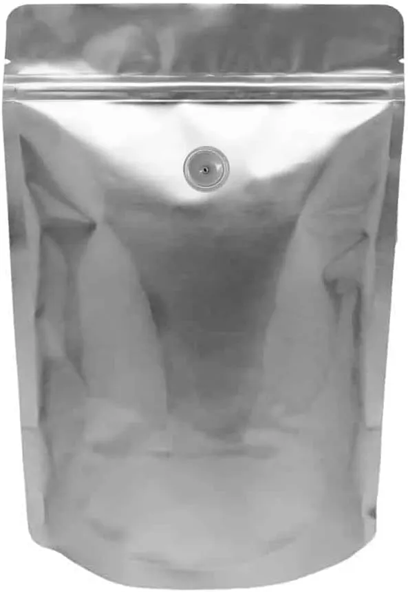 AwePackage Silver Stand Up Zipper Pouch Coffee Bag with Valve and Clear Front for Display (50, 16 oz)