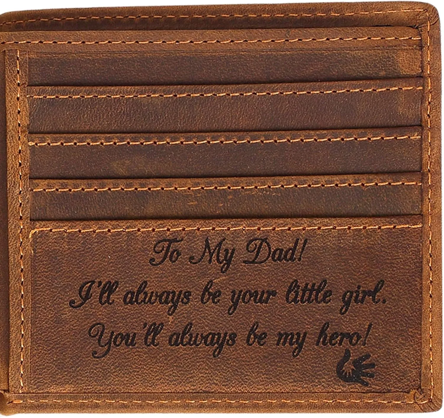 awofer Engraved Personalized Pocket Bifold Wallet For Dad From Daughter, Personalized Presents for Birthday, Father's Day, Christmas
