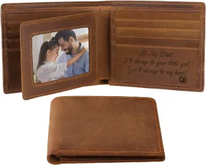 awofer Engraved Personalized Pocket Bifold Wallet For Dad From Daughter, Personalized Presents for Birthday, Father's Day, Christmas