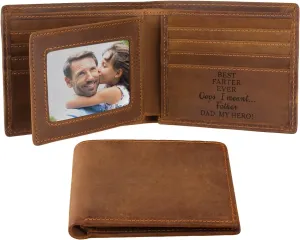awofer Engraved Personalized Pocket Bifold Wallet For Dad From Daughter, Personalized Presents for Birthday, Father's Day，Christmas.