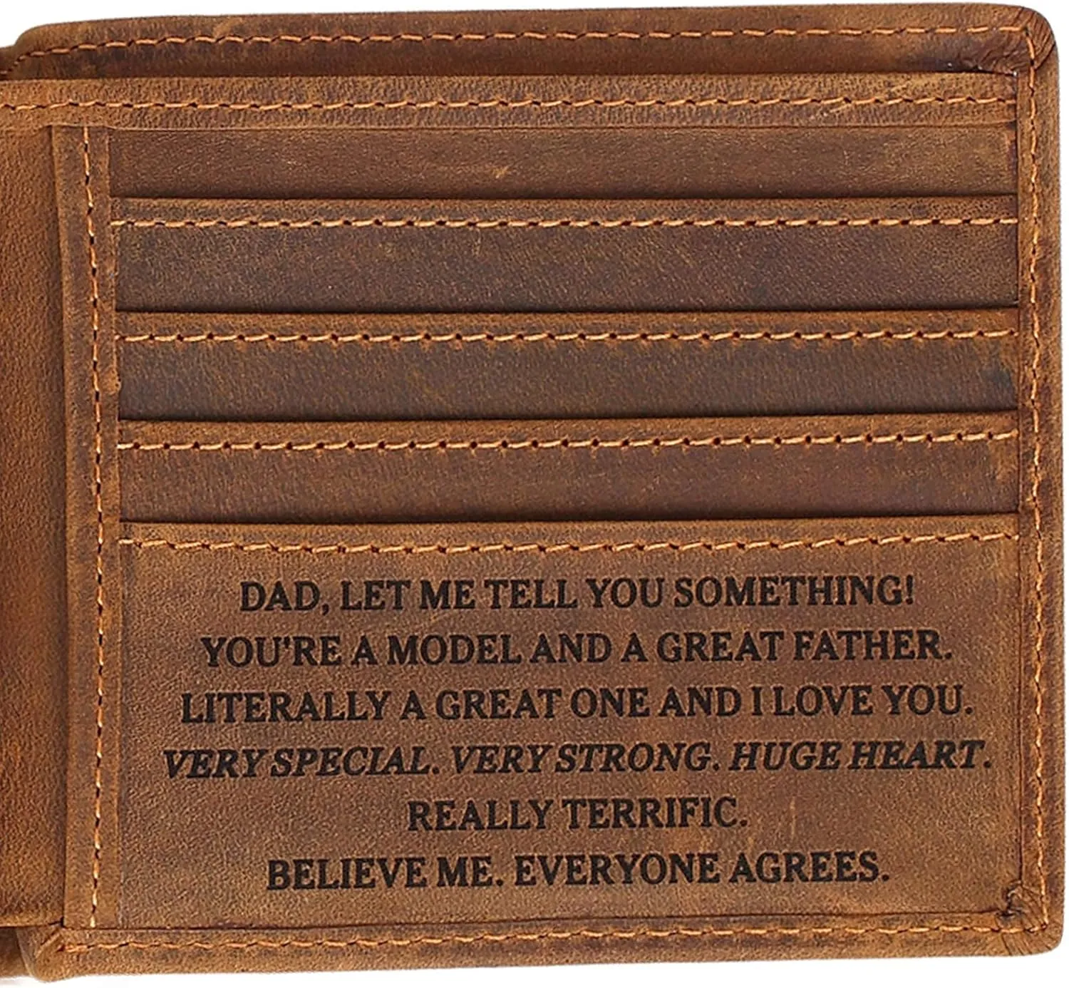 awofer Engraved Personalized Pocket Bifold Wallet For Dad From Daughter, Personalized Presents for Birthday, Father's Day，Christmas.