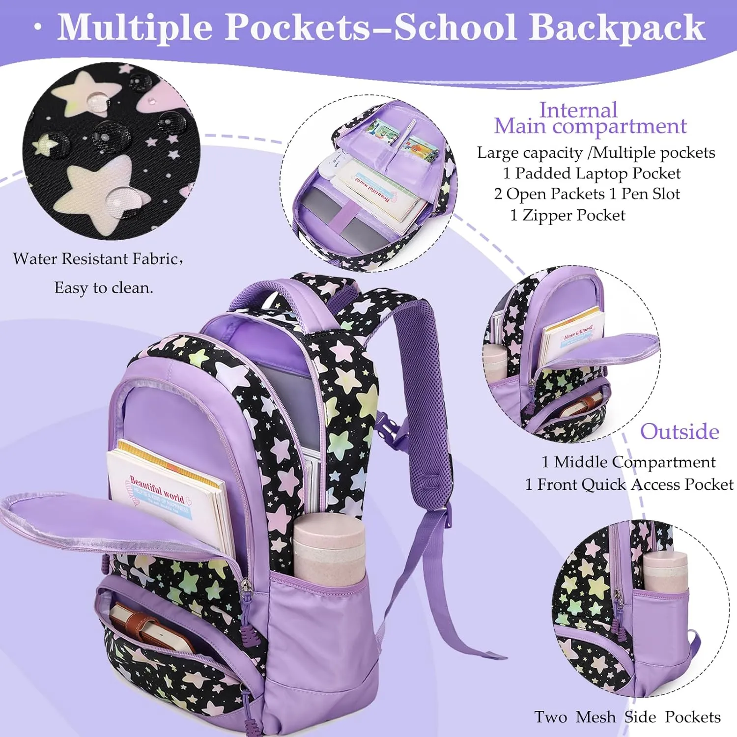 Backpack Unicorn for Girls School Preschool Backpack for Girls 3 IN 1 School Bookpack Set with Lunch Bag Pencil Bag