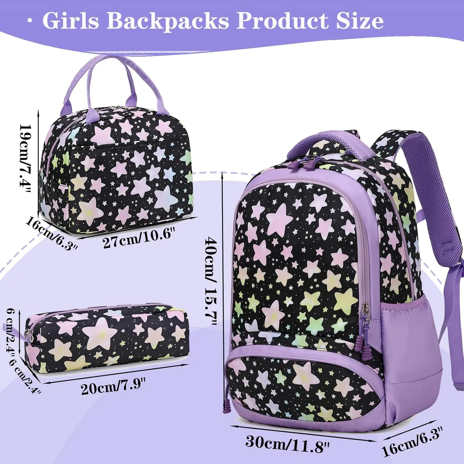 Backpack Unicorn for Girls School Preschool Backpack for Girls 3 IN 1 School Bookpack Set with Lunch Bag Pencil Bag