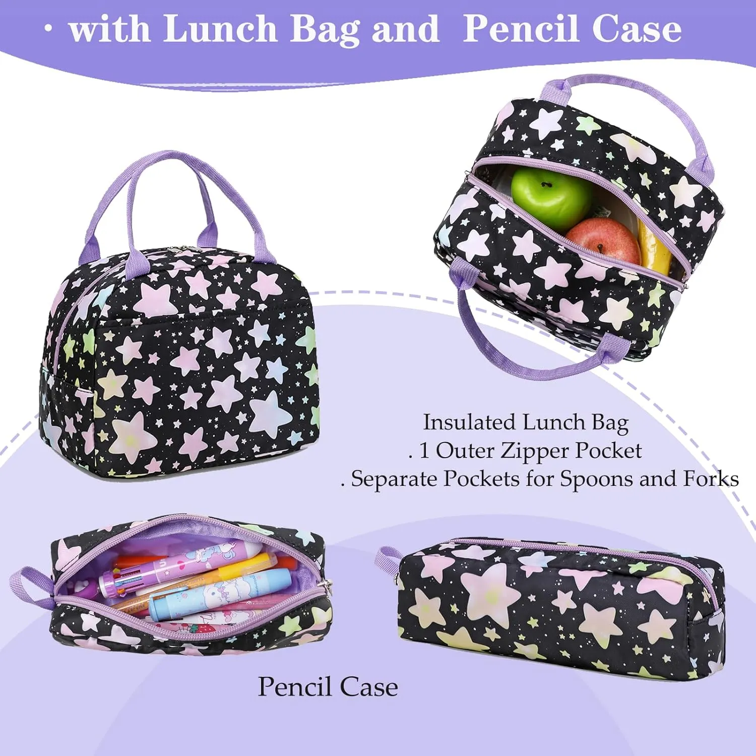 Backpack Unicorn for Girls School Preschool Backpack for Girls 3 IN 1 School Bookpack Set with Lunch Bag Pencil Bag