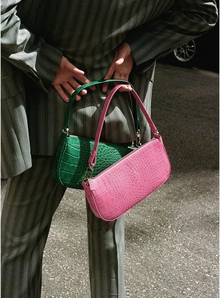 Bag Crocodile Effect Retro Faux Leather Classic Clutch Shoulder Purse Handbag for Women