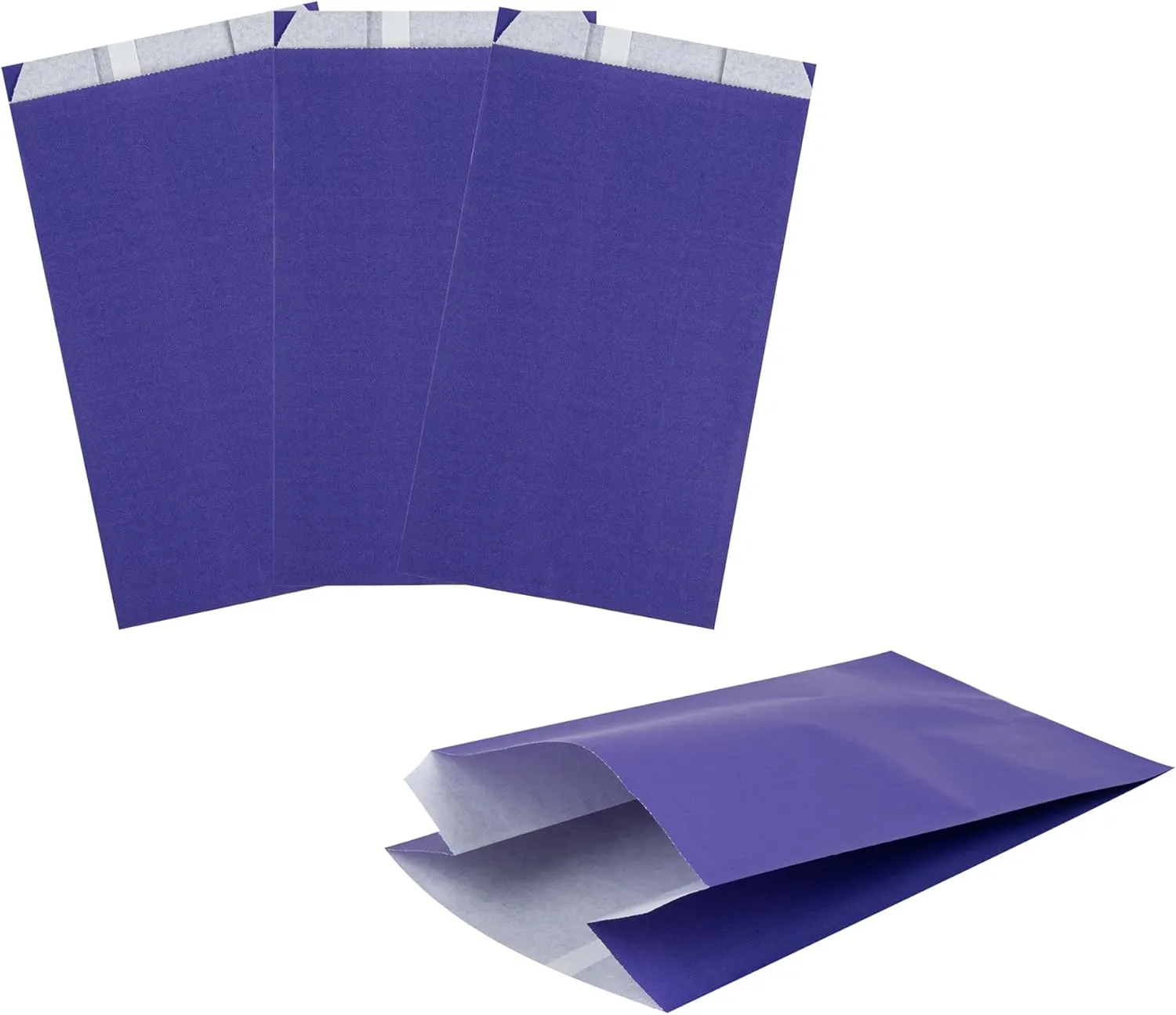 Bag Tek Purple Paper French Fry/Snack Bag - 5" x 3" x 8 3/4" - 100 count box