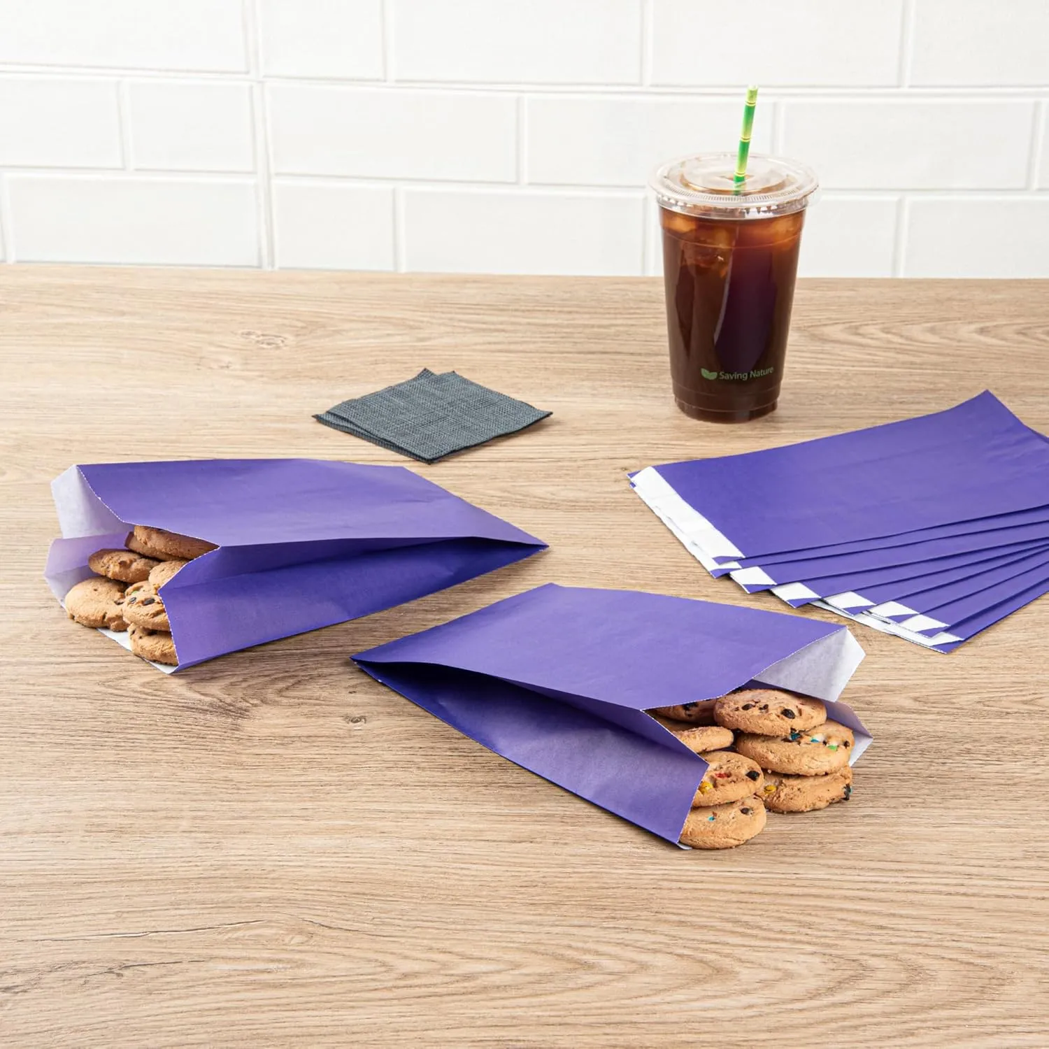Bag Tek Purple Paper French Fry/Snack Bag - 5" x 3" x 8 3/4" - 100 count box