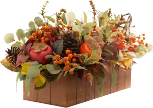 Balsam Hill 17in Persimmon & Pinecone Floral Arrangement