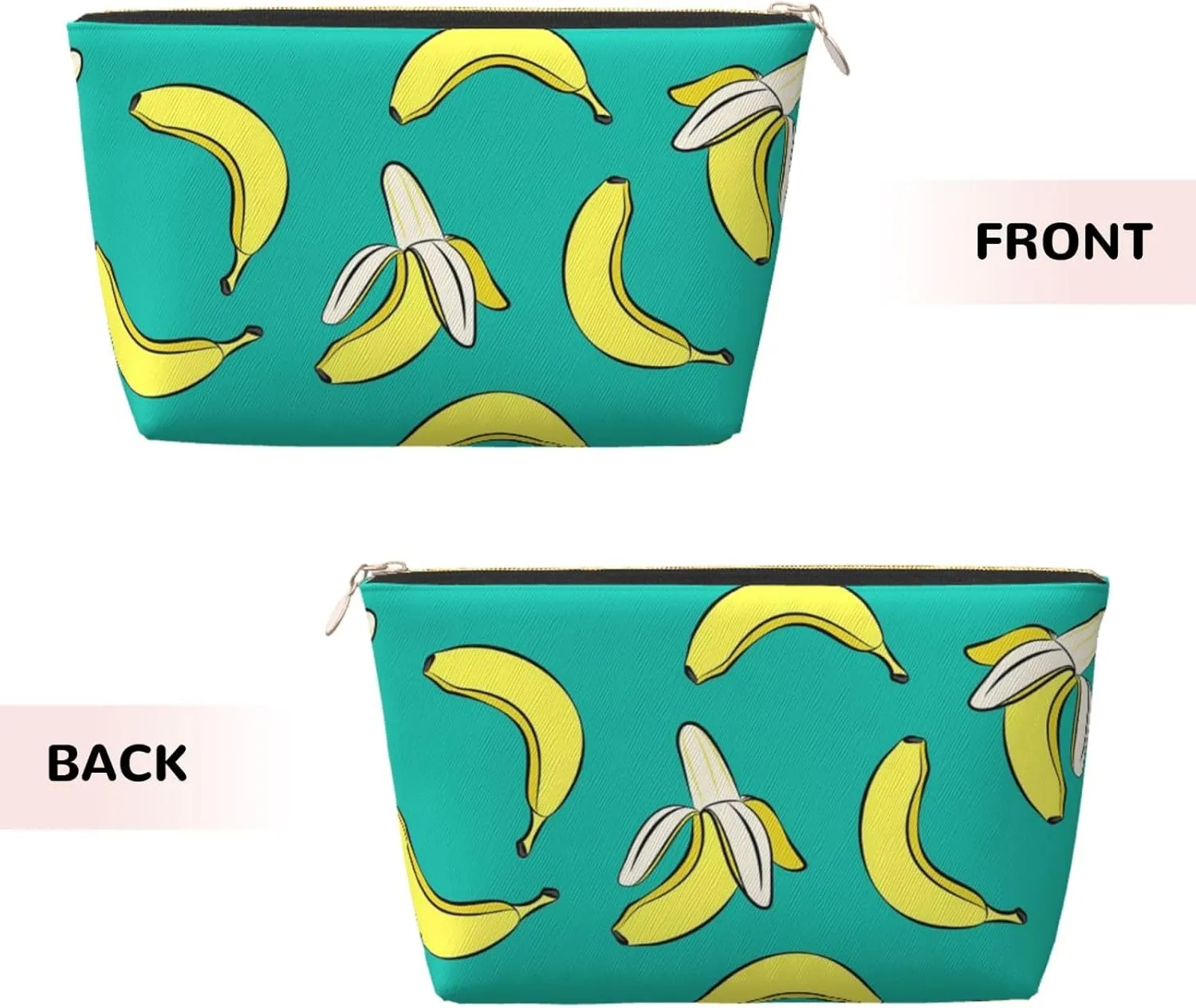 Bananas On Green Cosmetic Bag Travel Makeup Bag Organizer Toiletry Bag with Zipper Storage Pouch Coin Purse Brushes for Women Girls Gifts