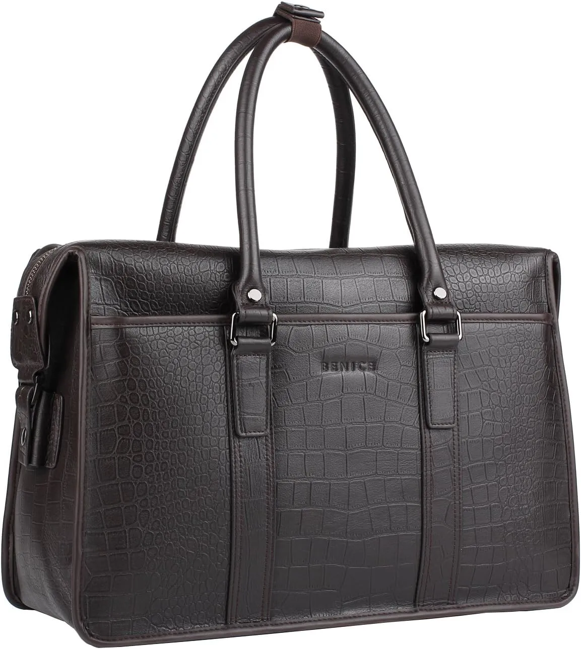 Banuce Brown Leather Briefcase for Men Attache Case Laptop Business Bags Travel Handbag