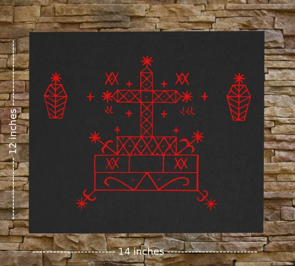 Baron Samedi Voodoo Veve Canvas Print or Back Patch - Gothic Metal Occult Punk Skeleton Wicca Pentagram Demonic Dragon Demon Evil Goat Mendes Skull Goat's Head Satan Satanic Devil Baphomet Inverted