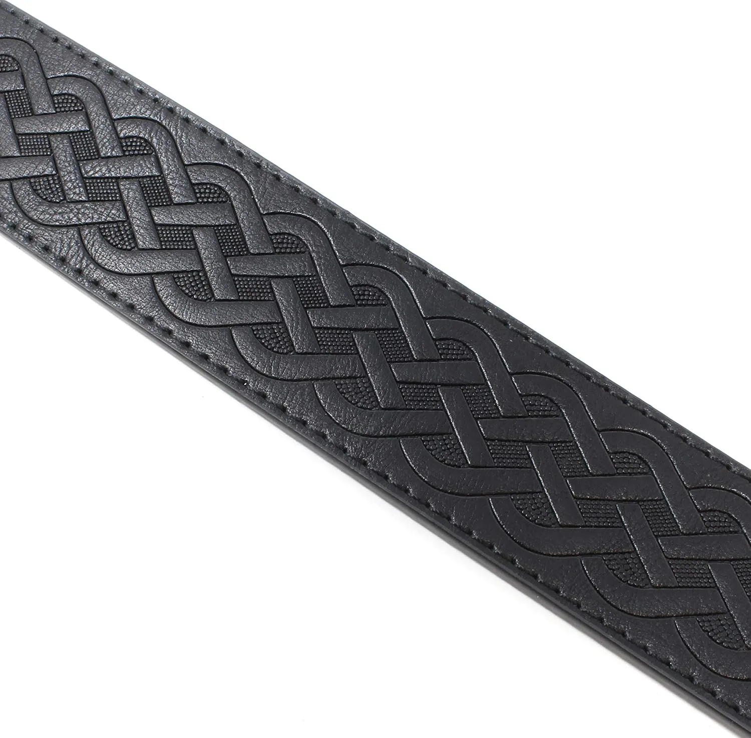 BC Belts Leather Belt Strap with Embossed Celtic Knot Weave Pattern 1.5" Wide with Snaps