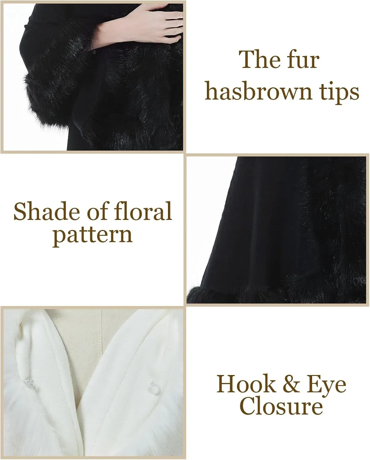 BEAUTELICATE Faux Fur Shawl Wrap Stole Shrug Bridal Winter Wedding with Hook