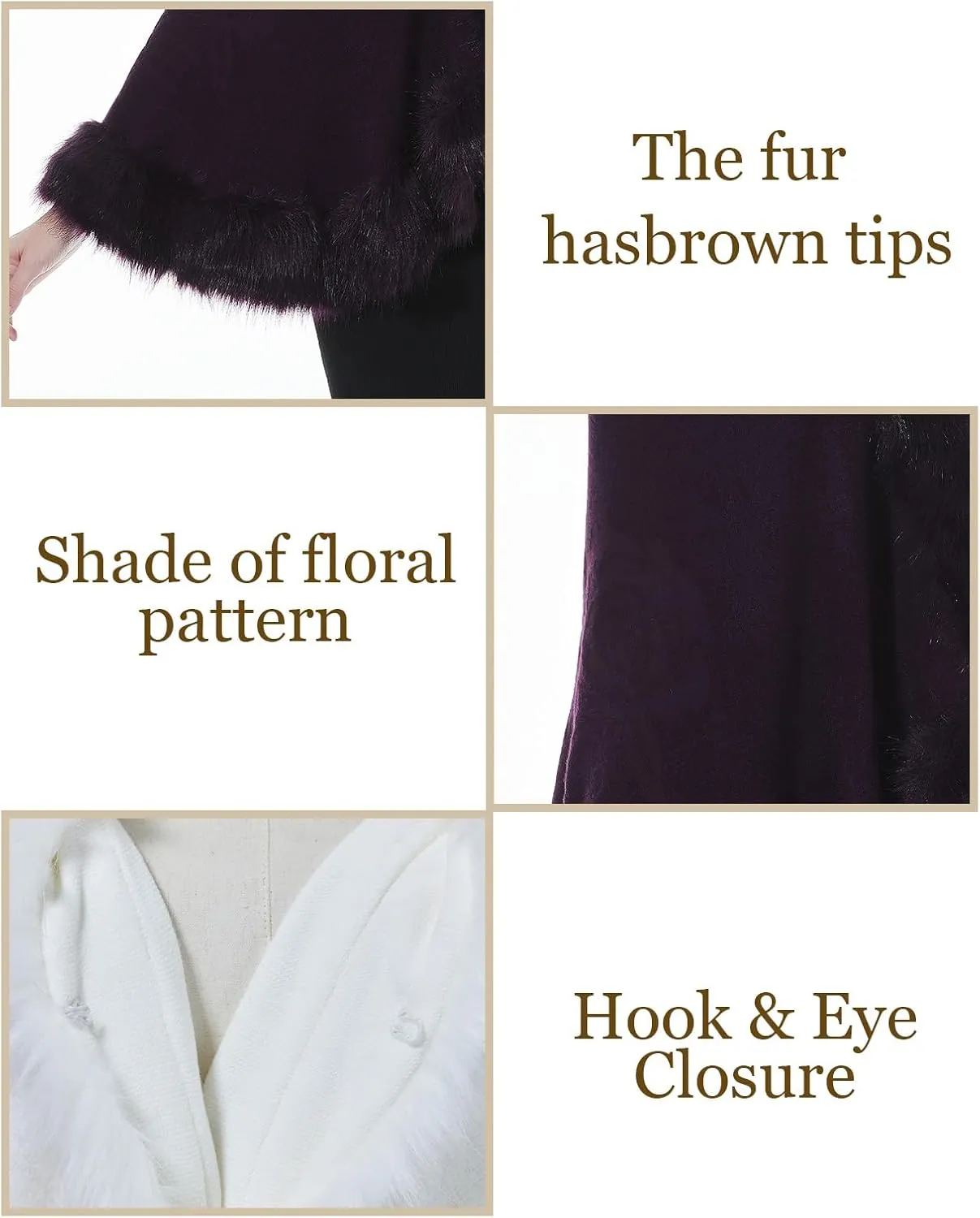 BEAUTELICATE Faux Fur Shawl Wrap Stole Shrug Bridal Winter Wedding with Hook