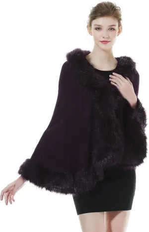 BEAUTELICATE Faux Fur Shawl Wrap Stole Shrug Bridal Winter Wedding with Hook