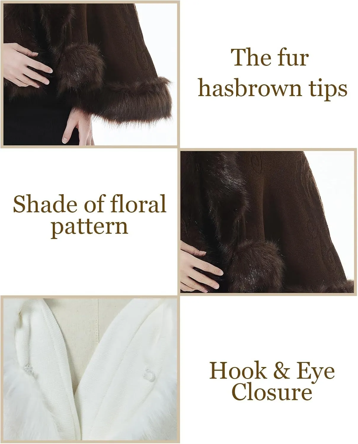 BEAUTELICATE Faux Fur Shawl Wrap Stole Shrug Bridal Winter Wedding with Hook