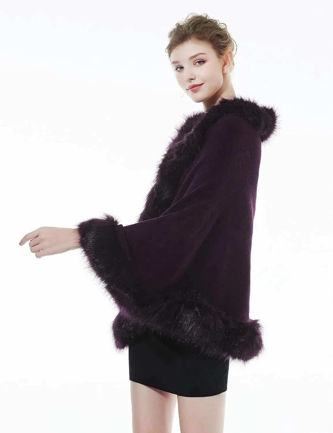 BEAUTELICATE Faux Fur Shawl Wrap Stole Shrug Bridal Winter Wedding with Hook