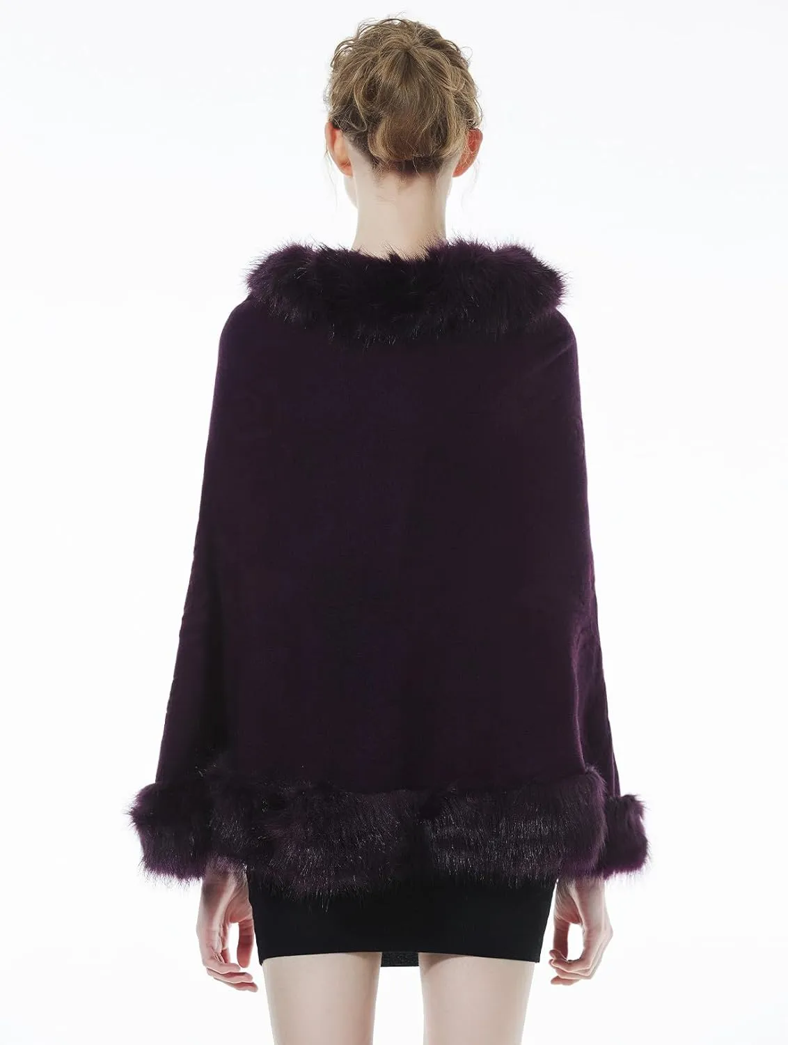 BEAUTELICATE Faux Fur Shawl Wrap Stole Shrug Bridal Winter Wedding with Hook