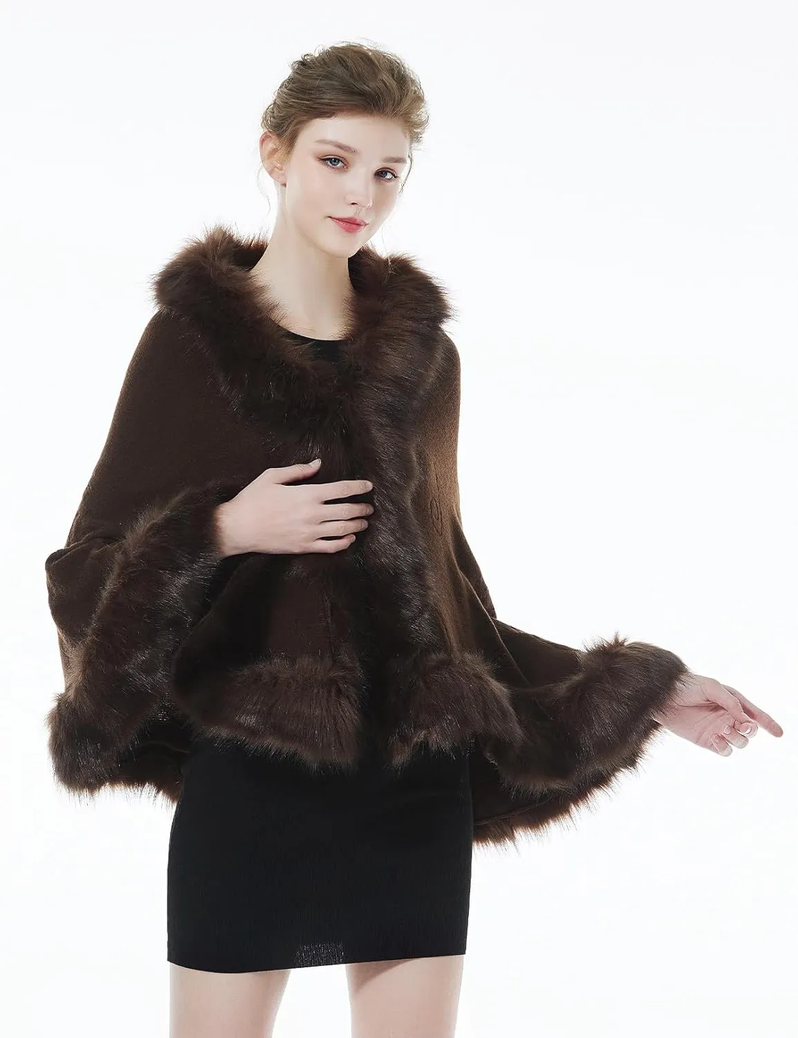 BEAUTELICATE Faux Fur Shawl Wrap Stole Shrug Bridal Winter Wedding with Hook
