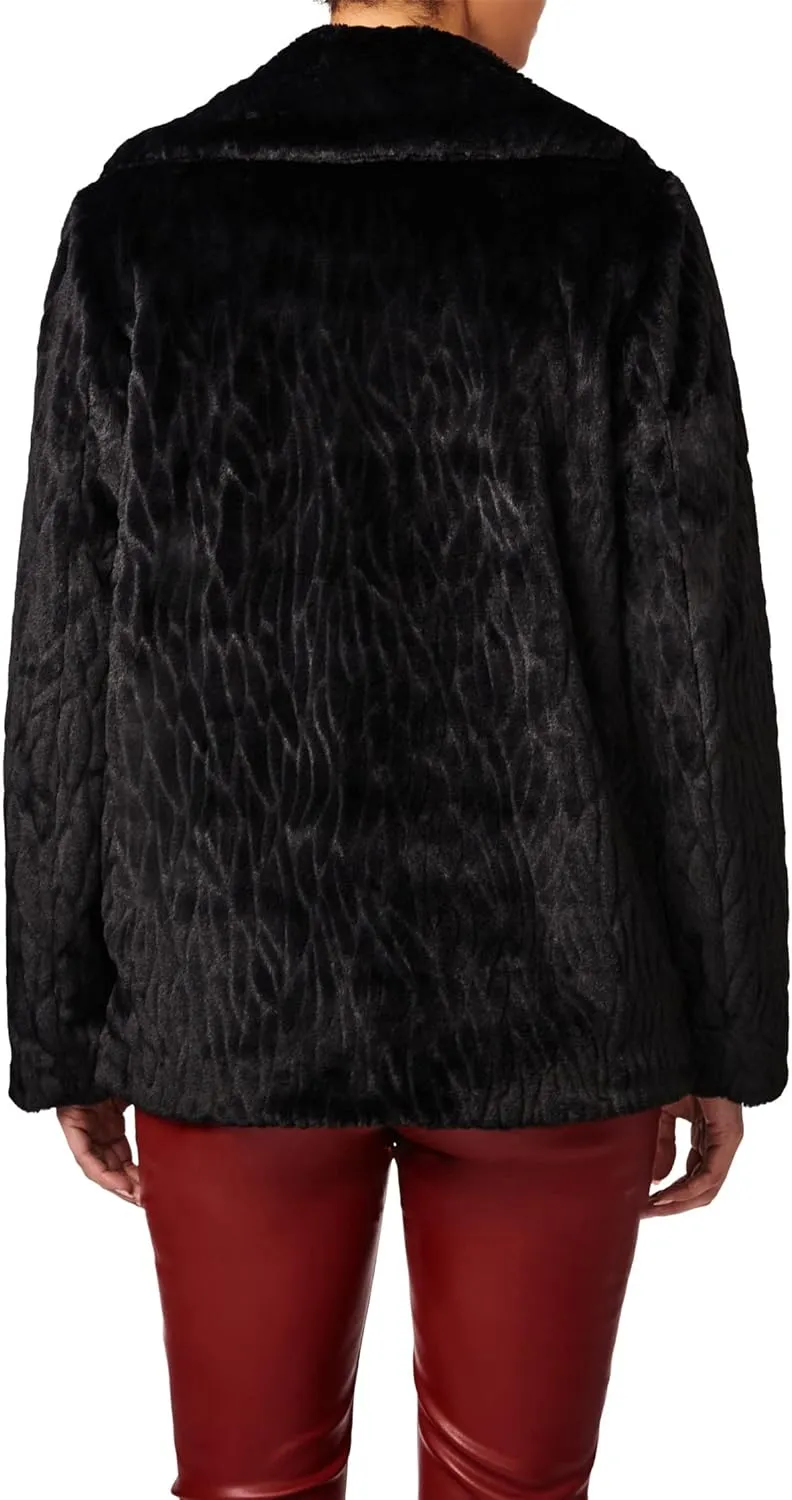 BERNARDO Fashions Double-Breasted Faux Fur Jacket