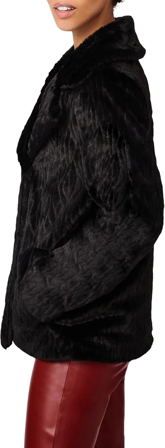 BERNARDO Fashions Double-Breasted Faux Fur Jacket