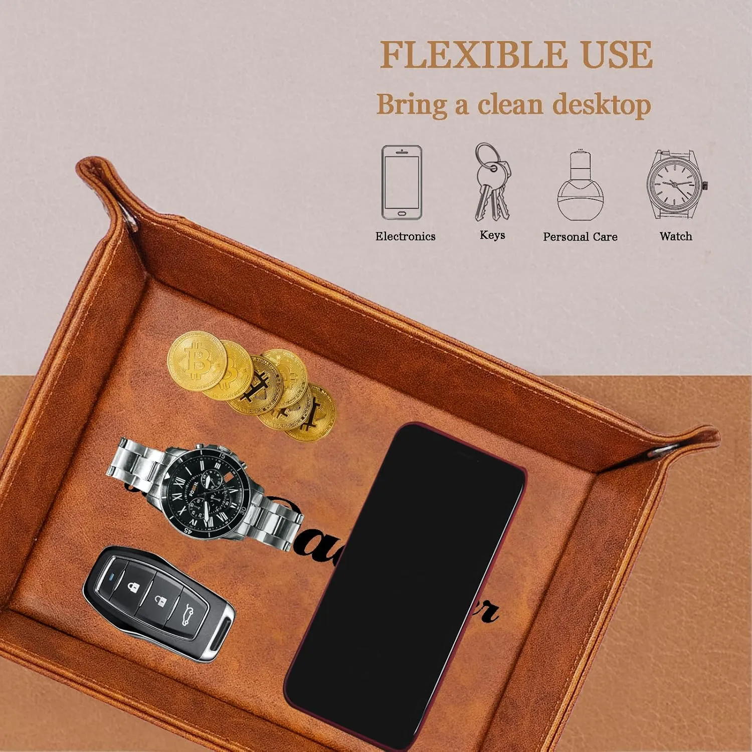 Best Husband Ever Gifts for Husband from Wife PU Leather Valet Tray & Keychain, Unique Gifts for Him Husband Who Has Everything at Birthday Valentines Day Christmas Anniversary