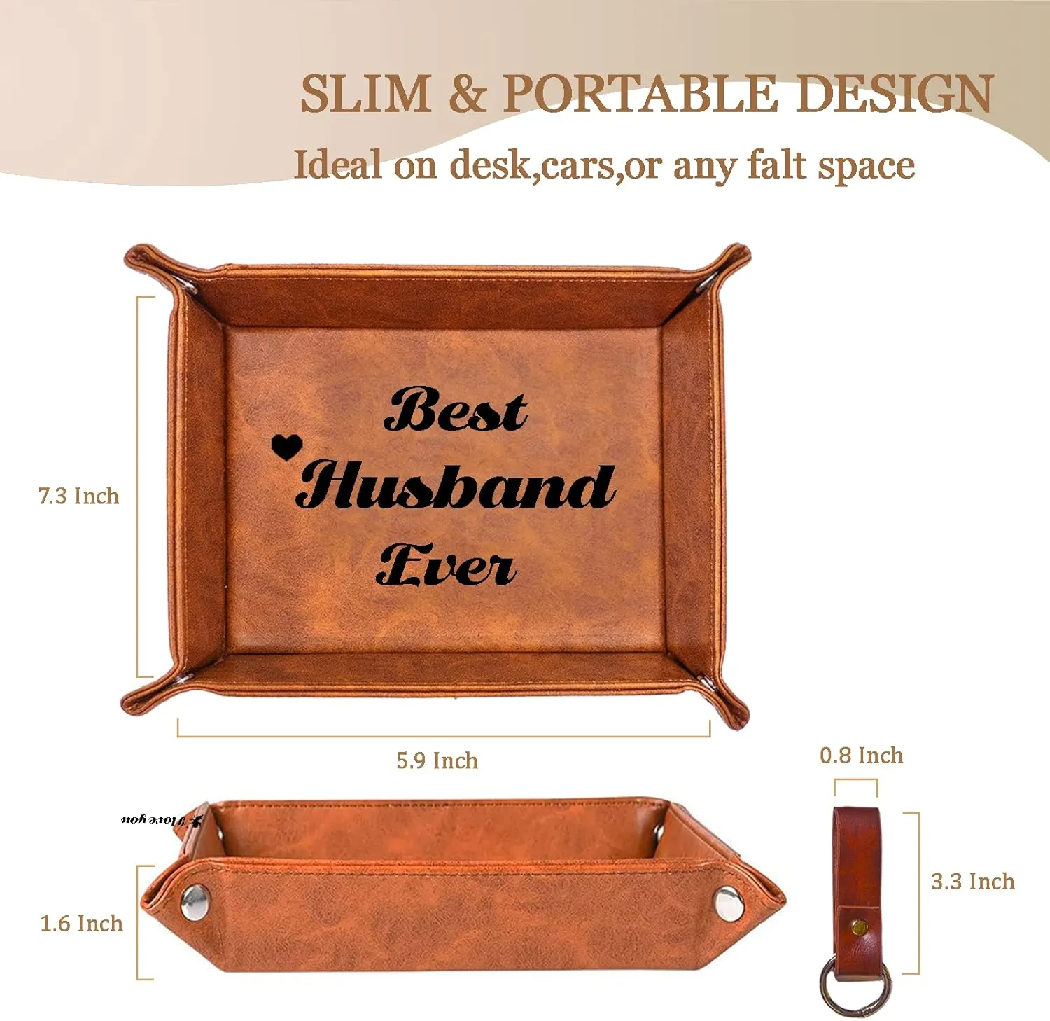 Best Husband Ever Gifts for Husband from Wife PU Leather Valet Tray & Keychain, Unique Gifts for Him Husband Who Has Everything at Birthday Valentines Day Christmas Anniversary
