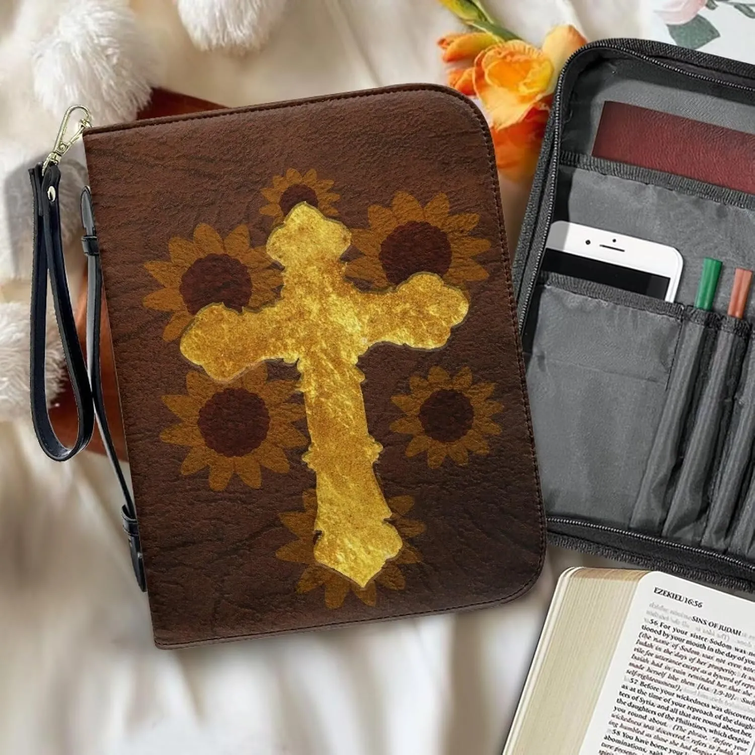 Bible Cover Bible Case for Women Print Bible Case Bible Bag Portable Book Cover Bible Carrying Case for Study