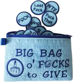 Big Bag of F*CKS to Give Zipper Pouch, Humor Different Kinds of 17 "Fucks",No f*CKS Given, Sweary Gift, Handmade Bag of F*CKS, Hen Party Gift, Zero F*CKS,Sarcastic Gag Stress Relief Gift (Blue)
