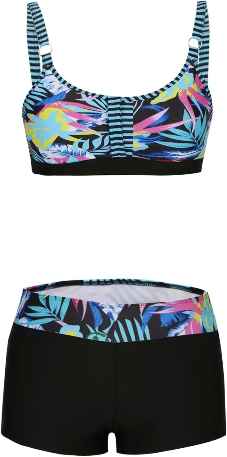 Bikini Sets for Women Ladies Two Piece Swimsuits Push Up Bra Top and Bottoms Shorts High Waisted Beachwear