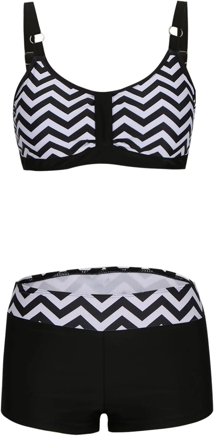 Bikini Sets for Women Ladies Two Piece Swimsuits Push Up Bra Top and Bottoms Shorts High Waisted Beachwear