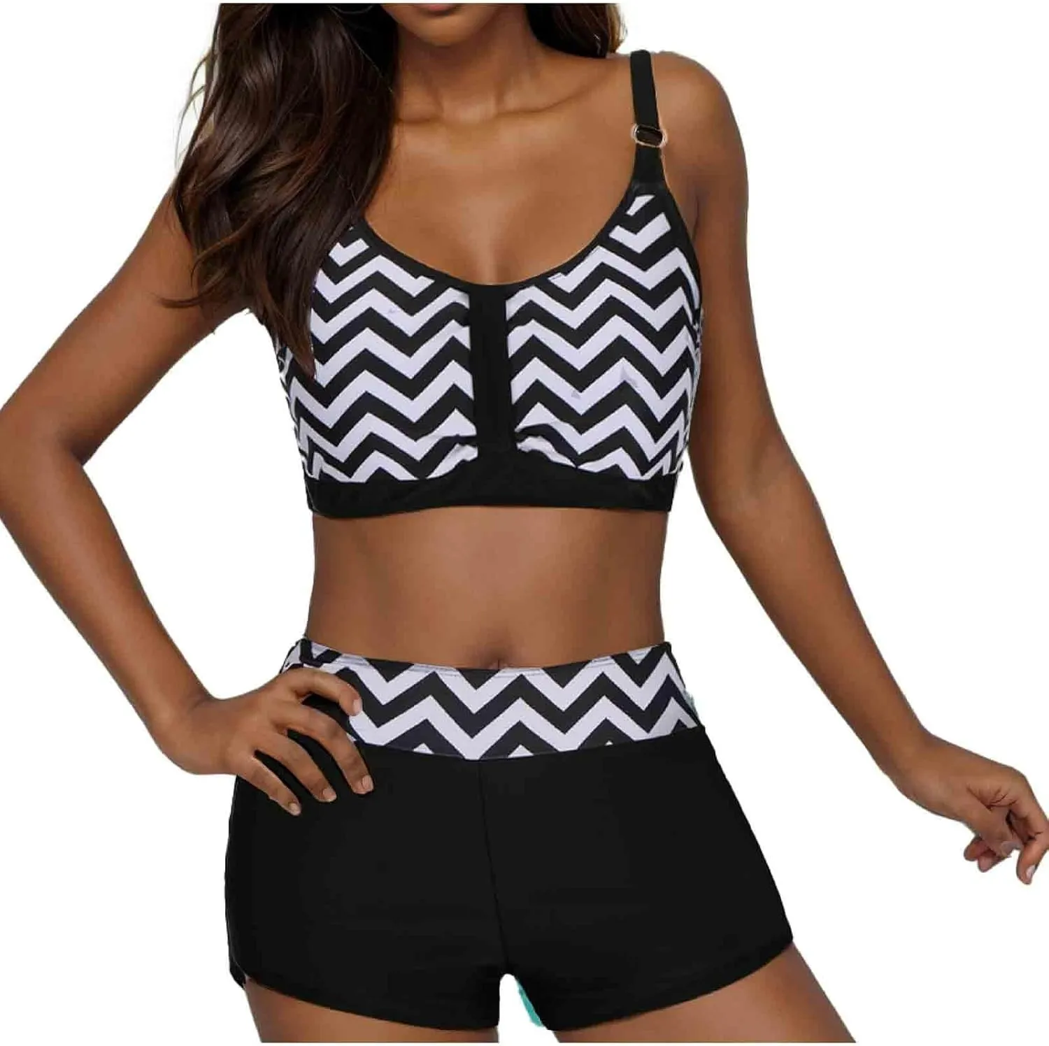Bikini Sets for Women Ladies Two Piece Swimsuits Push Up Bra Top and Bottoms Shorts High Waisted Beachwear