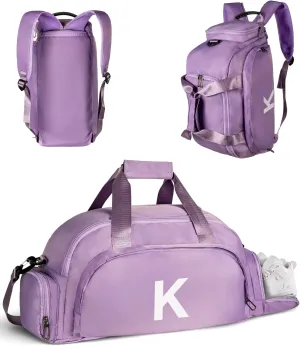 Birthday Gifts for 12 13 14 15 16 17 18, Initial Gym Bags with Shoe Compartment, Personalized Girl Duffel Bag, Monogram Kid Overnight Bags, Preppy Stuff Weekend Bag (Letter K)