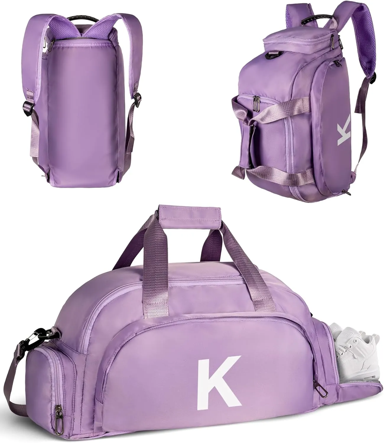 Birthday Gifts for 12 13 14 15 16 17 18, Initial Gym Bags with Shoe Compartment, Personalized Girl Duffel Bag, Monogram Kid Overnight Bags, Preppy Stuff Weekend Bag (Letter K)