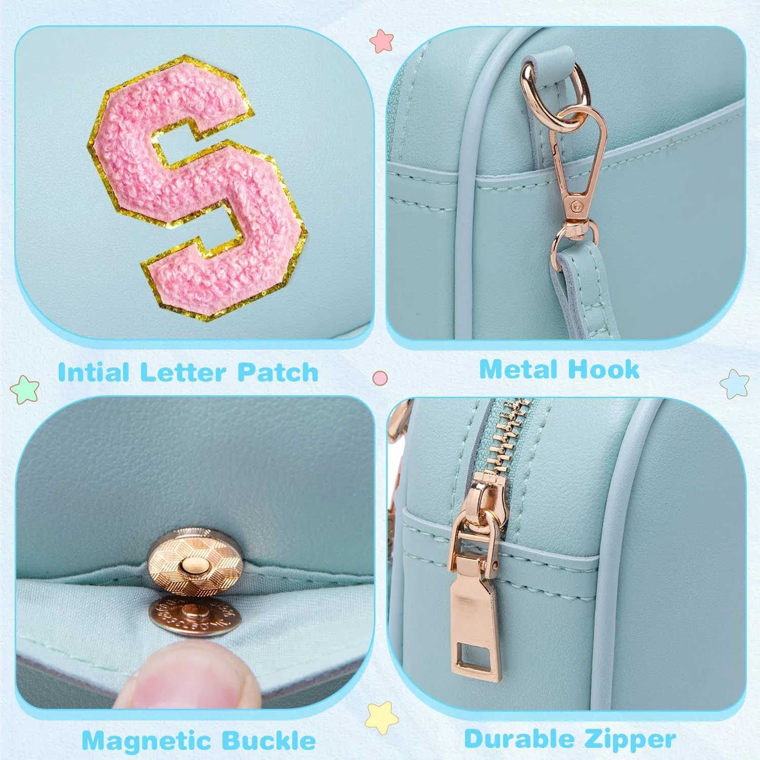 Birthday Gifts for 4 5 6 7 8 9 10 11 12 13 Year Old Girls Initial PU Leather Crossbody Bags for Girls