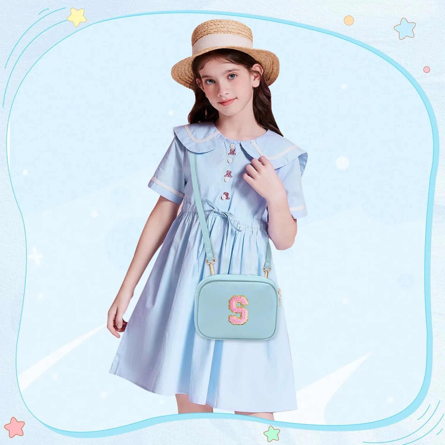 Birthday Gifts for 4 5 6 7 8 9 10 11 12 13 Year Old Girls Initial PU Leather Crossbody Bags for Girls