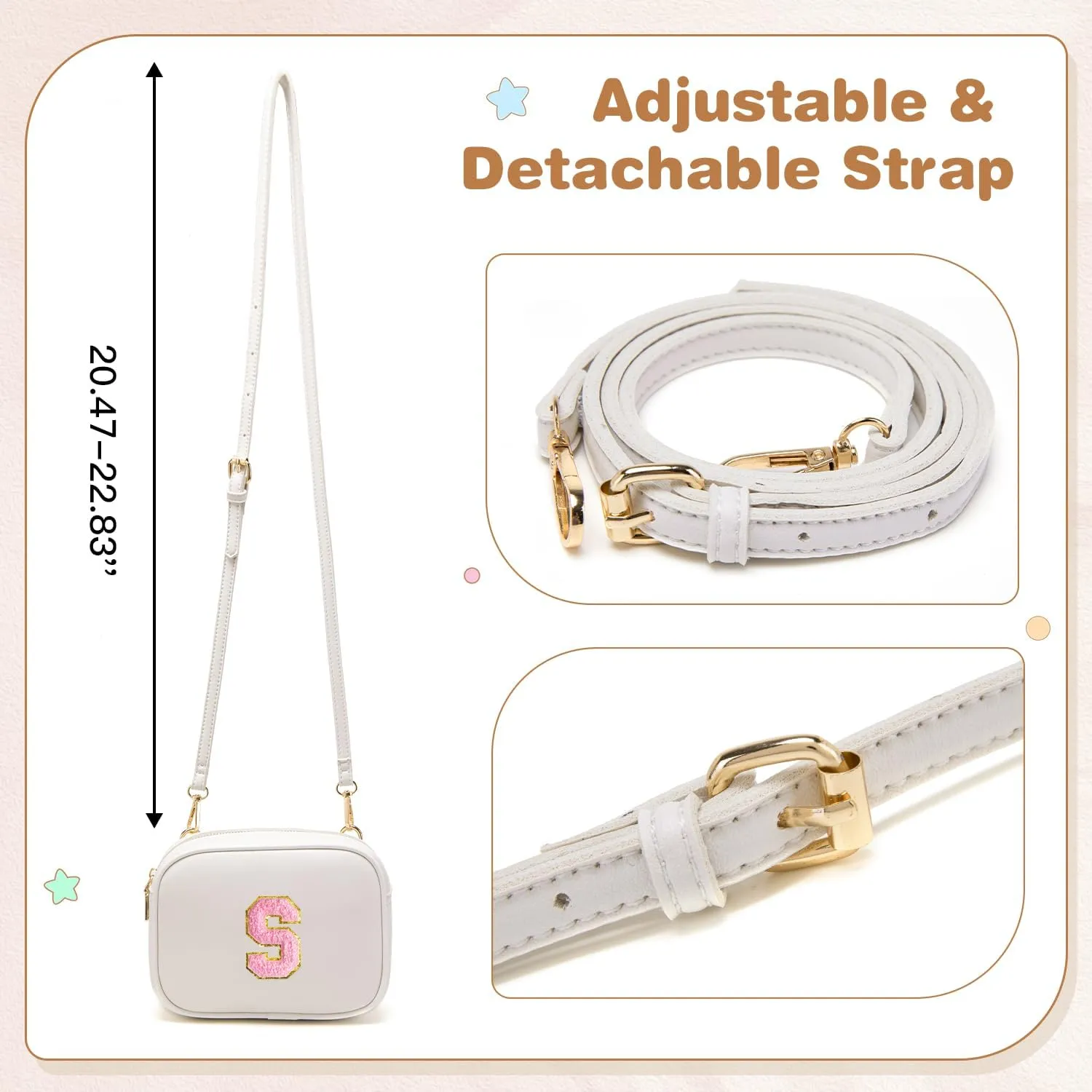 Birthday Gifts for 4 5 6 7 8 9 10 11 12 13 Year Old Girls Initial PU Leather Crossbody Bags for Girls