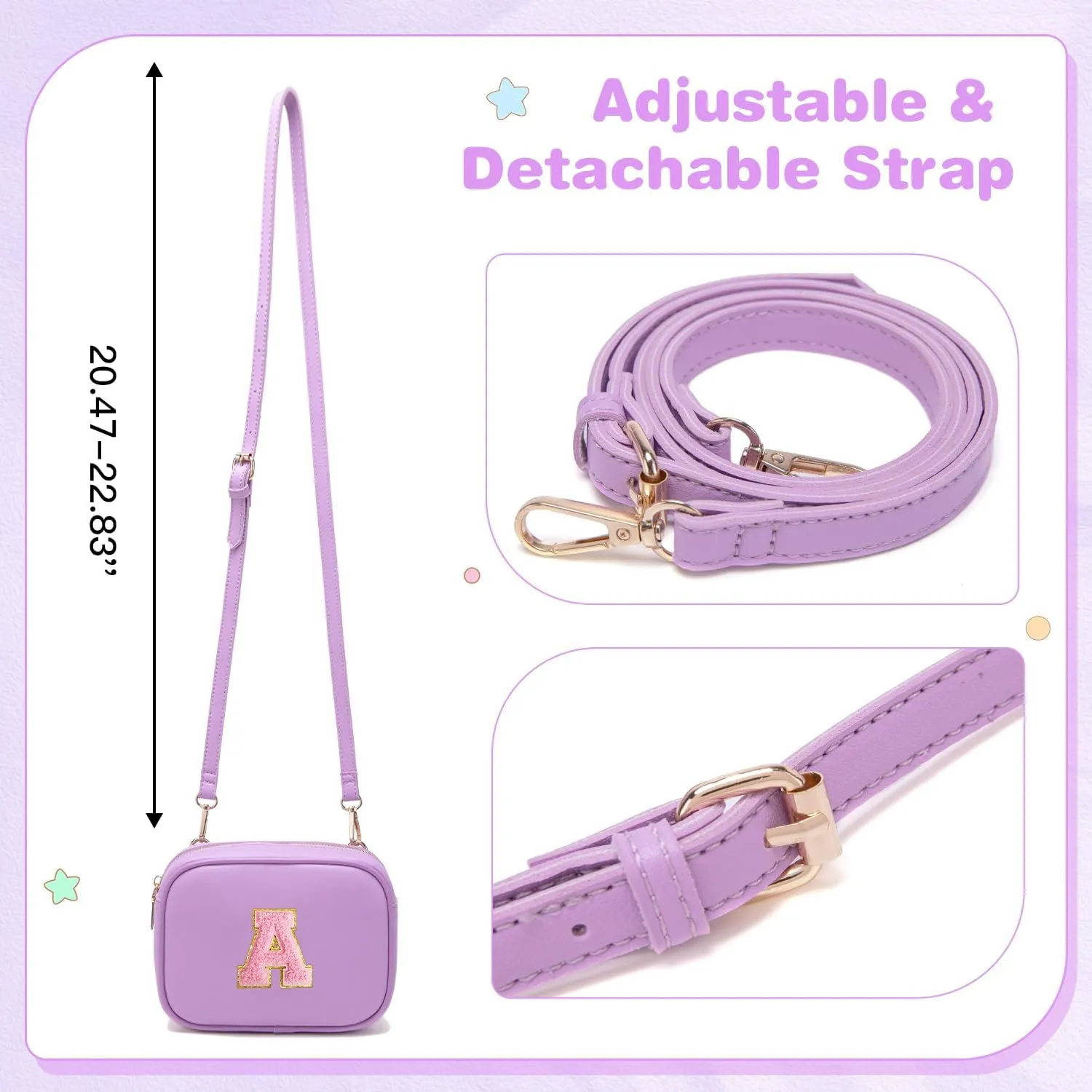 Birthday Gifts for 4 5 6 7 8 9 10 11 12 13 Year Old Girls Initial PU Leather Crossbody Bags for Girls