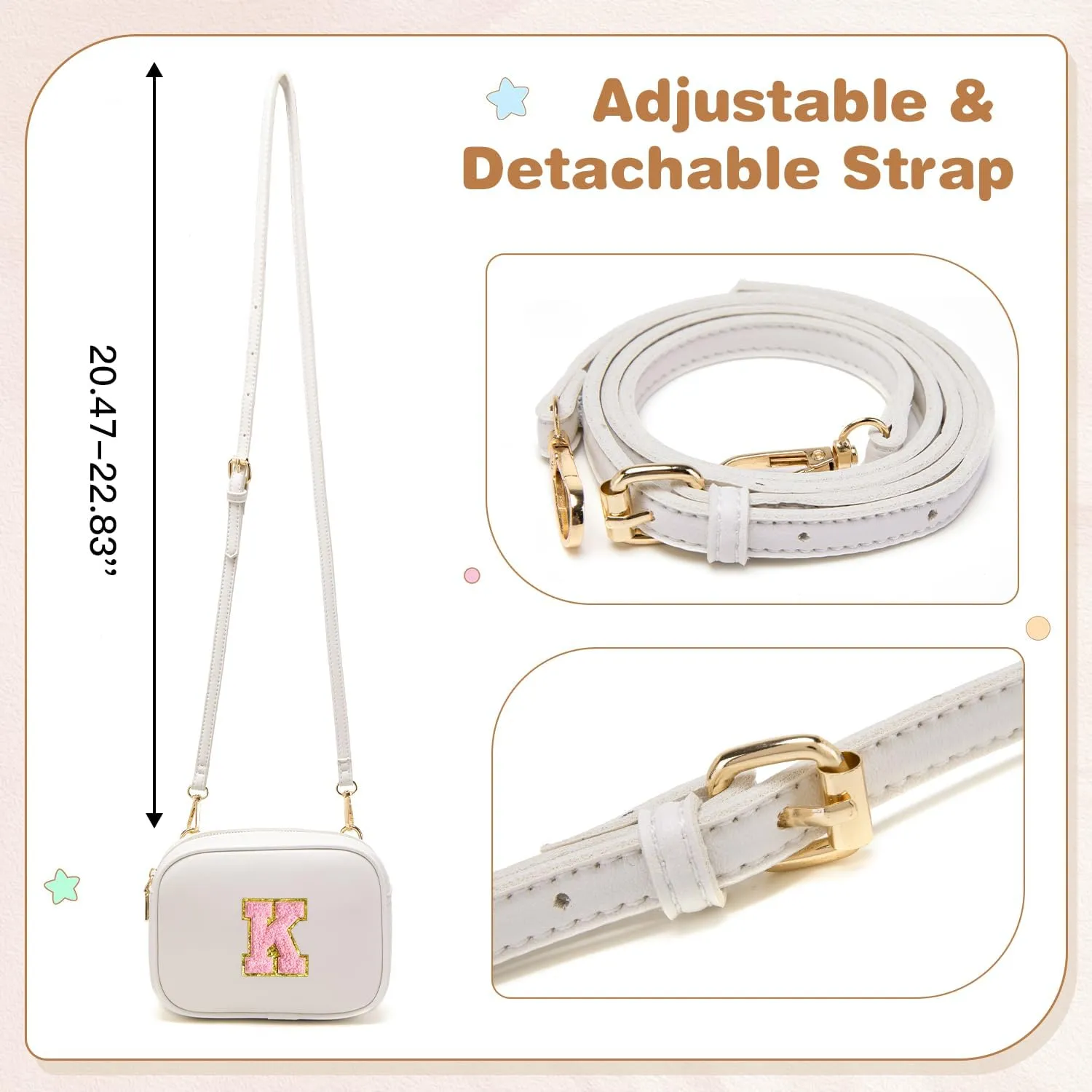 Birthday Gifts for 4 5 6 7 8 9 10 11 12 13 Year Old Girls Initial PU Leather Crossbody Bags for Girls