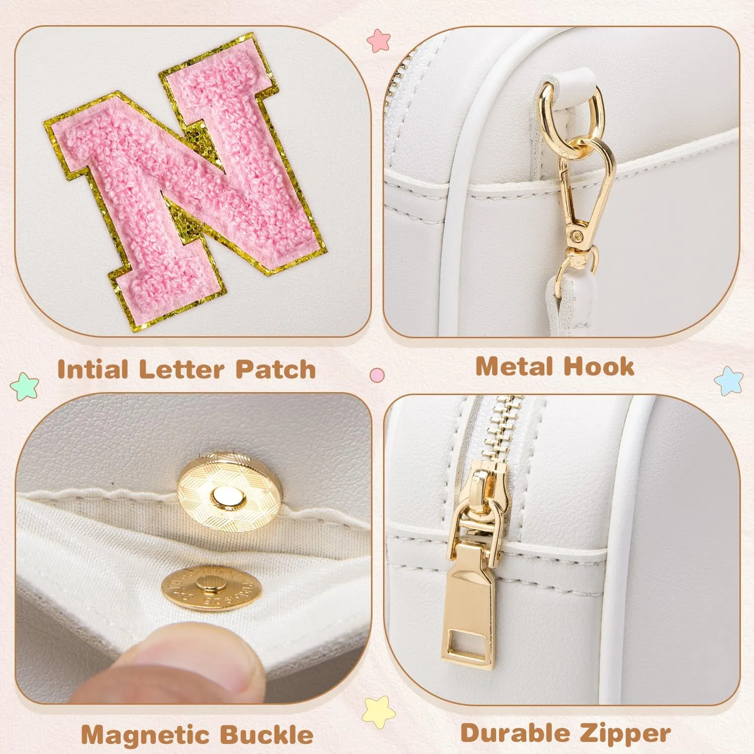 Birthday Gifts for 4 5 6 7 8 9 10 11 12 13 Year Old Girls Initial PU Leather Crossbody Bags for Girls